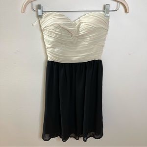 NWT Rare London Strapless Dress Ivory/Black Size XS